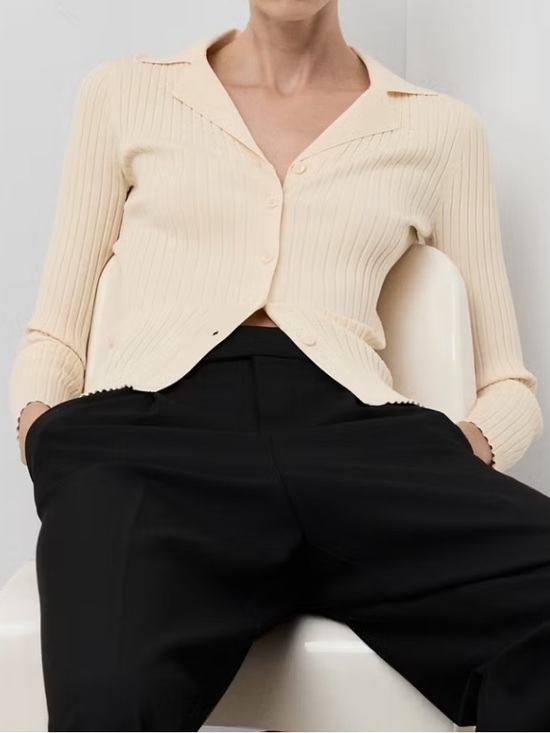 Mango Latte Ribbed Button Cardigan RIBBED LAPEL CARDIGAN 4103 - Picture 4 of 7